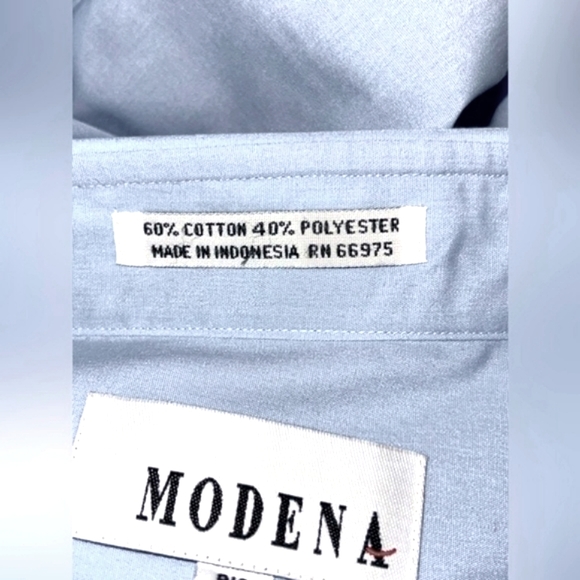 Modena Blue Long Sleeve Button Down Shirt Size 18 34/35 - Picture 6 of 7